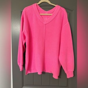 Aerie Wonder Textured V-Neck Sweatshirt NWT